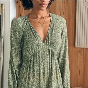 Faherty Green Long Sleeve Dress